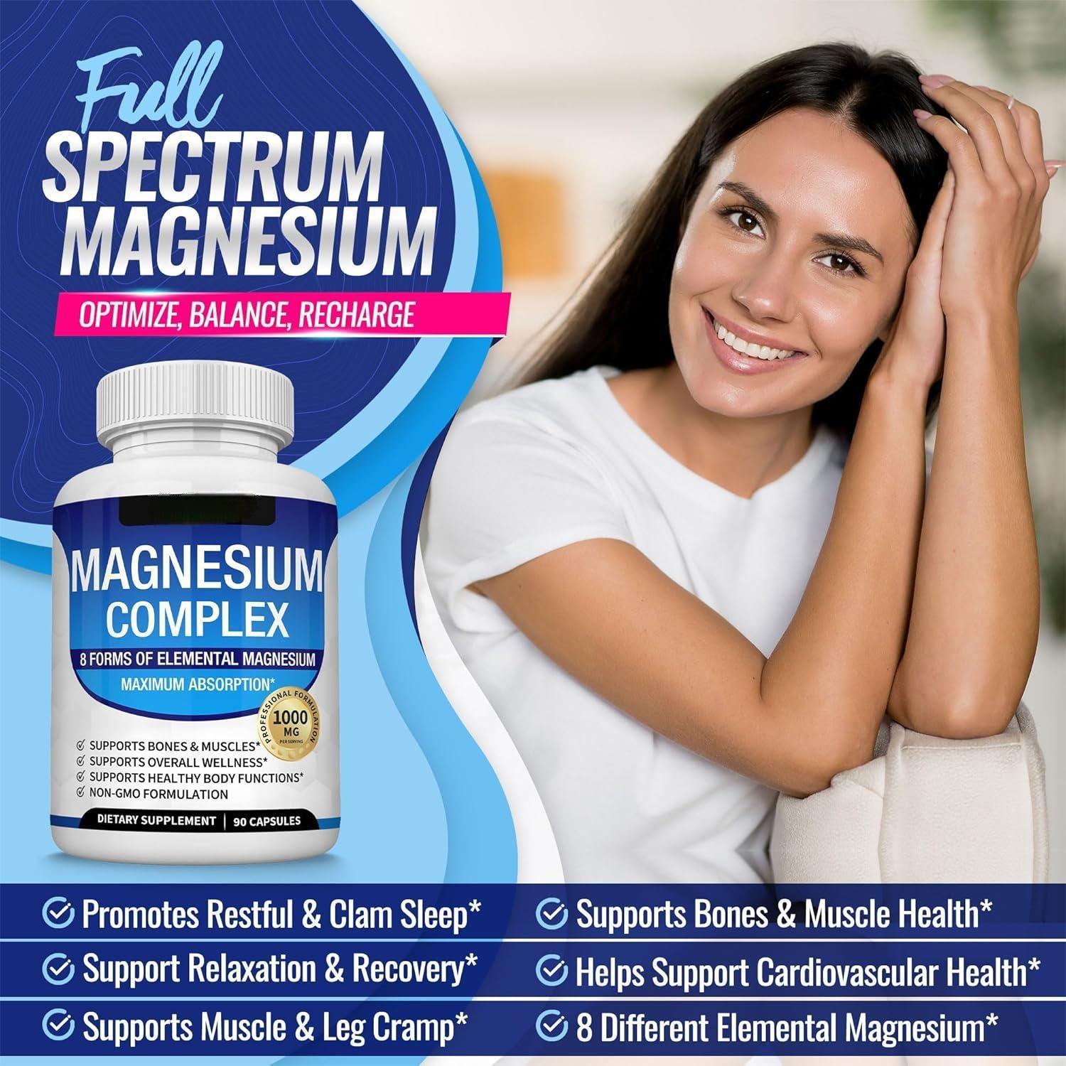 Magnesium Complex 1000mg — 8 Forms of Elemental Magnesium | 90 Capsules