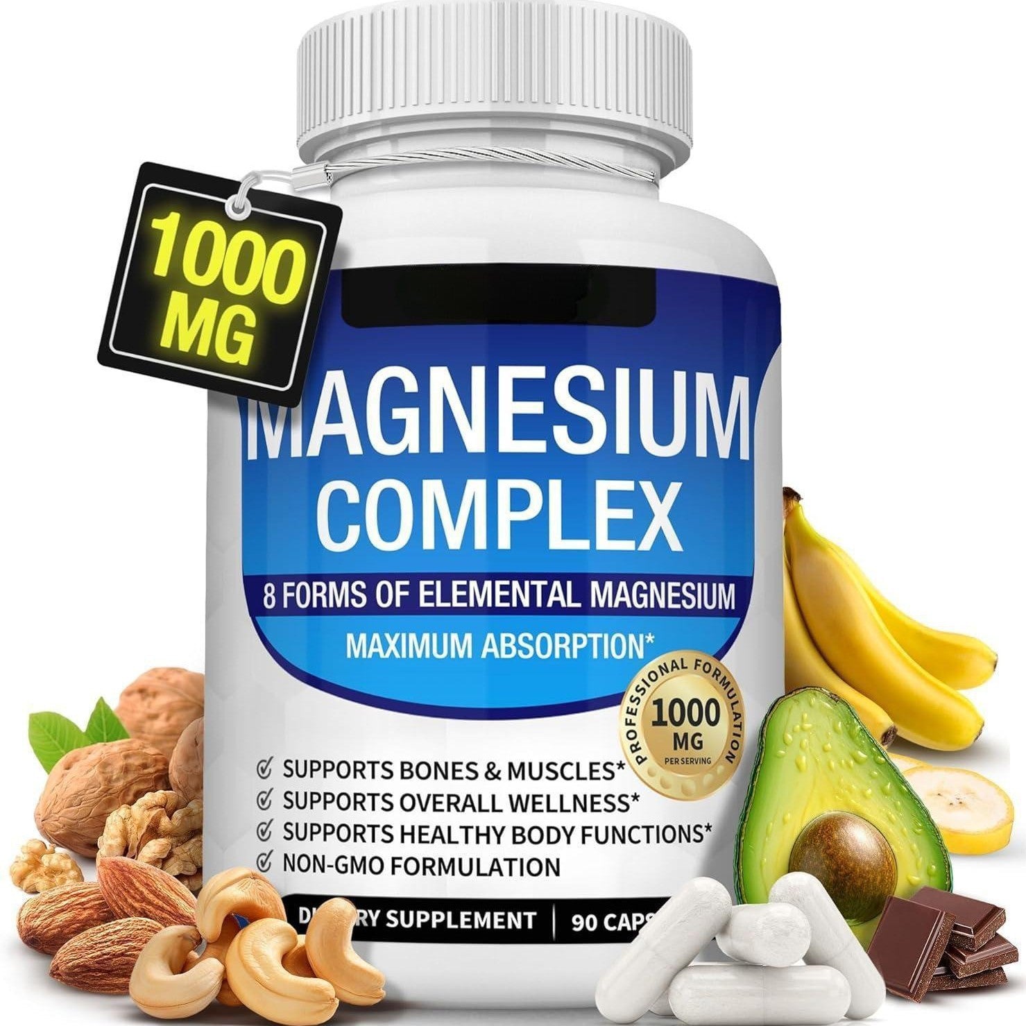 Magnesium Complex 1000mg — 8 Forms of Elemental Magnesium | 90 Capsules